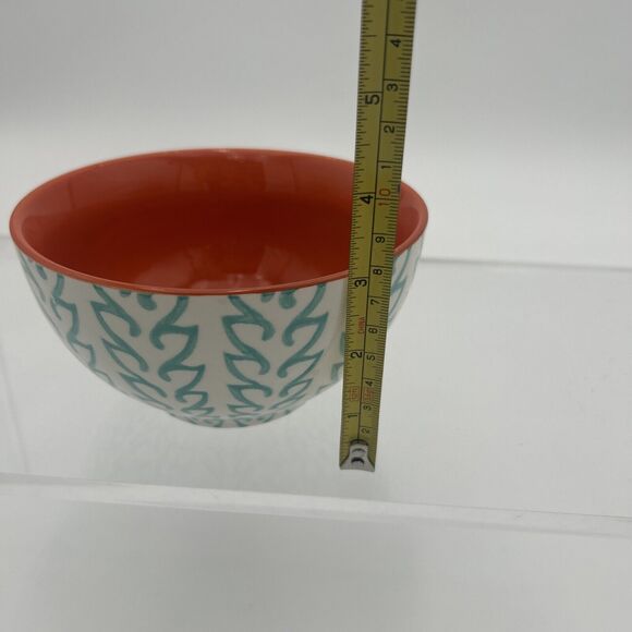 Baum Brothers Tangiers Turquoise and Orange ~ Ceramic Stoneware Soup Cereal Bowl - Picture 10 of 10
